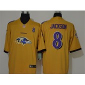 Baltimore Ravens #8 Lamar Jackson Yellow Team Big Logo Vapor Untouchable Limited Nike Men Jersey