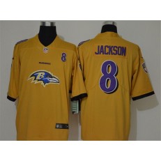 Baltimore Ravens #8 Lamar Jackson Yellow Team Big Logo Vapor Untouchable Limited Nike Men Jersey