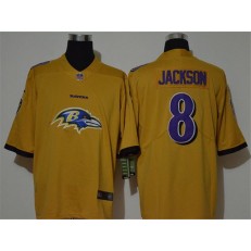 Baltimore Ravens #8 Lamar Jackson Yellow Team Big Logo Vapor Untouchable Limited Nike Men Jerseys