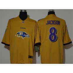 Baltimore Ravens #8 Lamar Jackson Yellow Team Big Logo Vapor Untouchable Limited Nike Men Jerseys