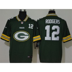 Green Bay Packers #12 Aaron Rodgers Green Team Big Logo Number Vapor Untouchable Limited Nike Men Jersey