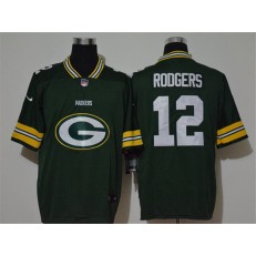 Green Bay Packers #12 Aaron Rodgers Green Team Big Logo Vapor Untouchable Limited Nike Men Jersey