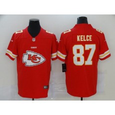 Kansas City Chiefs #87 Travis Kelce Red Team Big Logo Vapor Untouchable Limited Nike Men Jersey