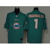 Miami Dolphins #1 Tua Tagovailoa Aqua Team Big Logo Vapor Untouchable Limited Nike Men Jersey