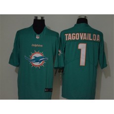 Miami Dolphins #1 Tua Tagovailoa Aqua Team Big Logo Vapor Untouchable Limited Nike Men Jersey