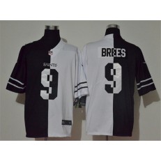 New Orleans Saints #9 Drew Brees Black And White Split Vapor Untouchable Limited Nike Men Jersey