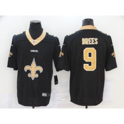 New Orleans Saints #9 Drew Brees Black Team Big Logo Vapor Untouchable Limited Nike Men Jersey