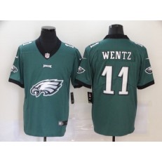 Philadelphia Eagles #11 Carson Wentz Green Team Big Logo Vapor Untouchable Limited Nike Men Jersey