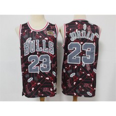 Chicago Bulls #23 Michael Jordan Black Red Tear Up Pack Hardwood Classics NBA Finals Patch Jersey