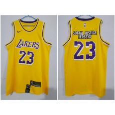 Los Angeles Lakers #23 Social Justice Yellow Nike Swingman Jersey