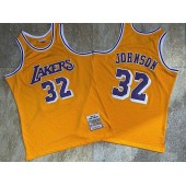 Los Angeles Lakers #32 Magic Johnson Yellow 1984-85 Hardwood Classics Jersey