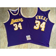 Los Angeles Lakers #34 Shaquille O'Neal Purple 1996-97 Hardwood Classics Jersey
