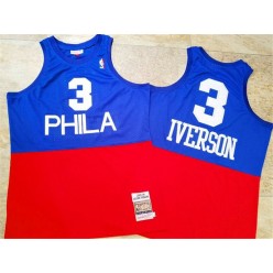 Philadelphia 76ers #3 Allen Iverson Blue Red 2003-04 Hardwood Classics Swingman Jersey