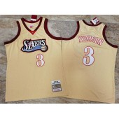 Philadelphia 76ers #3 Allen Iverson Gold 1997-98 Hardwood Classics Jersey