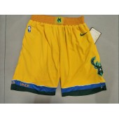 Milwaukee Bucks Yellow City Edition With Pocket Nike Swingman Shorts