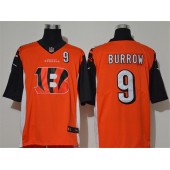 Cincinnati Bengals #9 Joe Burrow Orange Team Big Logo Number Vapor Untouchable Limited Men Jersey