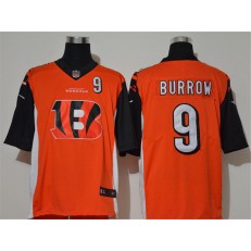 Cincinnati Bengals #9 Joe Burrow Orange Team Big Logo Number Vapor Untouchable Limited Men Jersey