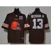 Cleveland Browns #13 Odell Beckham Jr. Brown Team Big Logo Number Vapor Untouchable Limited Men Jersey