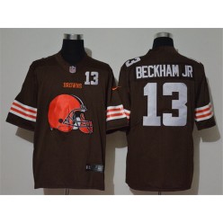 Cleveland Browns #13 Odell Beckham Jr. Brown Team Big Logo Number Vapor Untouchable Limited Men Jersey