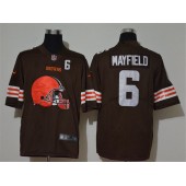 Cleveland Browns #6 Baker Mayfield Brown Team Big Logo Number Vapor Untouchable Limited Men Jersey