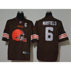Cleveland Browns #6 Baker Mayfield Brown Team Big Logo Number Vapor Untouchable Limited Men Jersey