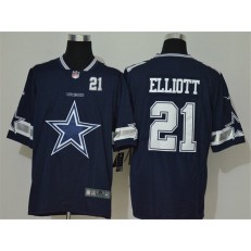 Dallas Cowboys #21 Ezekiel Elliott Navy Team Big Logo Number Vapor Untouchable Limited Jersey