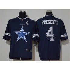 Dallas Cowboys #4 Dak Prescott Navy Team Big Logo Number Vapor Untouchable Limited Men Jersey