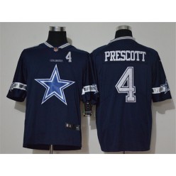 Dallas Cowboys #4 Dak Prescott Navy Team Big Logo Number Vapor Untouchable Limited Men Jersey
