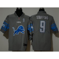 Detroit Lions #9 Matthew Stafford Gray Team Big Logo Number Vapor Untouchable Limited Jersey