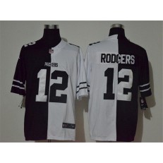 Green Bay Packers #12 Aaron Rodgers Black And White Split Vapor Untouchable Limited Jersey