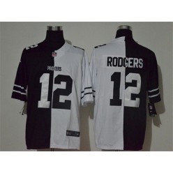 Green Bay Packers #12 Aaron Rodgers Black And White Split Vapor Untouchable Limited Jersey