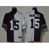 Kansas City Chiefs #15 Patrick Mahomes Black And White Split Vapor Untouchable Limited Men Jersey