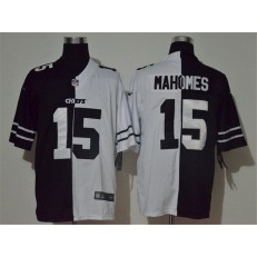 Kansas City Chiefs #15 Patrick Mahomes Black And White Split Vapor Untouchable Limited Men Jersey