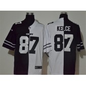 Kansas City Chiefs #87 Travis Kelce Black And White Split Vapor Untouchable Limited Men Jersey