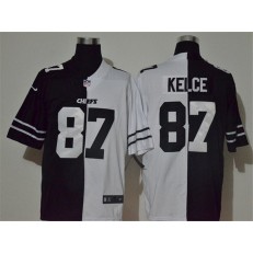 Kansas City Chiefs #87 Travis Kelce Black And White Split Vapor Untouchable Limited Men Jersey