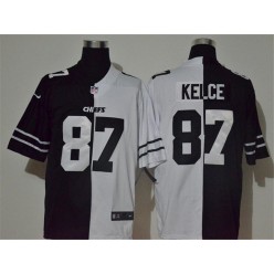 Kansas City Chiefs #87 Travis Kelce Black And White Split Vapor Untouchable Limited Men Jersey