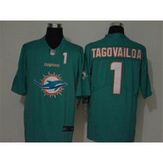 Miami Dolphins #1 Tua Tagovailoa Aqua Team Big Logo Number Vapor Untouchable Limited Men Jersey