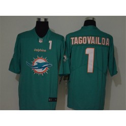 Miami Dolphins #1 Tua Tagovailoa Aqua Team Big Logo Number Vapor Untouchable Limited Men Jersey