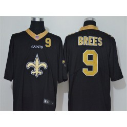 New Orleans Saints #9 Drew Brees Black Team Big Logo Number Vapor Untouchable Limited Men Jersey