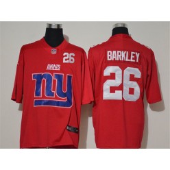 New York Giants #26 Saquon Barkley Red Team Big Logo Number Vapor Untouchable Limited Men Jersey