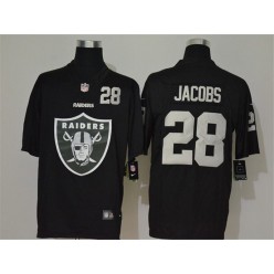 Oakland Raiders #28 Josh Jacobs Black Team Big Logo Number Vapor Untouchable Limited Men Jersey