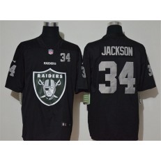 Oakland Raiders #34 Bo Jackson Black Team Big Logo Number Vapor Untouchable Limited Men Jersey