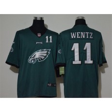 Philadelphia Eagles #11 Carson Wentz Green Team Big Logo Number Vapor Untouchable Limited Men Jersey