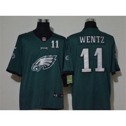 Philadelphia Eagles #11 Carson Wentz Green Team Big Logo Number Vapor Untouchable Limited Men Jersey