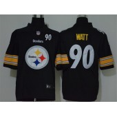 Pittsburgh Steelers #90 T.J. Watt Black Team Big Logo Number Vapor Untouchable Limited Men Jersey