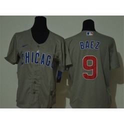 MLB Chicago Cubs #9 Javier Baez Gray Youth 2020 Nike Cool Base Jersey