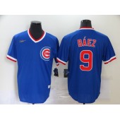 MLB Chicago Cubs #9 Javier Baez Royal Nike Cool Base Throwback Jersey