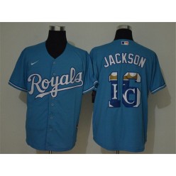 MLB Kansas City Royals #16 Bo Jackson Light Blue 2020 Nike Cool Base Fashion Jersey
