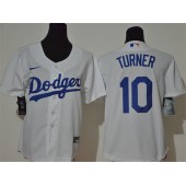 MLB Los Angeles Dodgers #10 Justin Turner White Youth 2020 Nike Cool Base Jersey