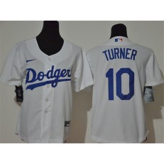 MLB Los Angeles Dodgers #10 Justin Turner White Youth 2020 Nike Cool Base Jersey